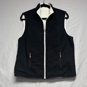 Karen Scott Sport Reversible Black and White Quilted Vest